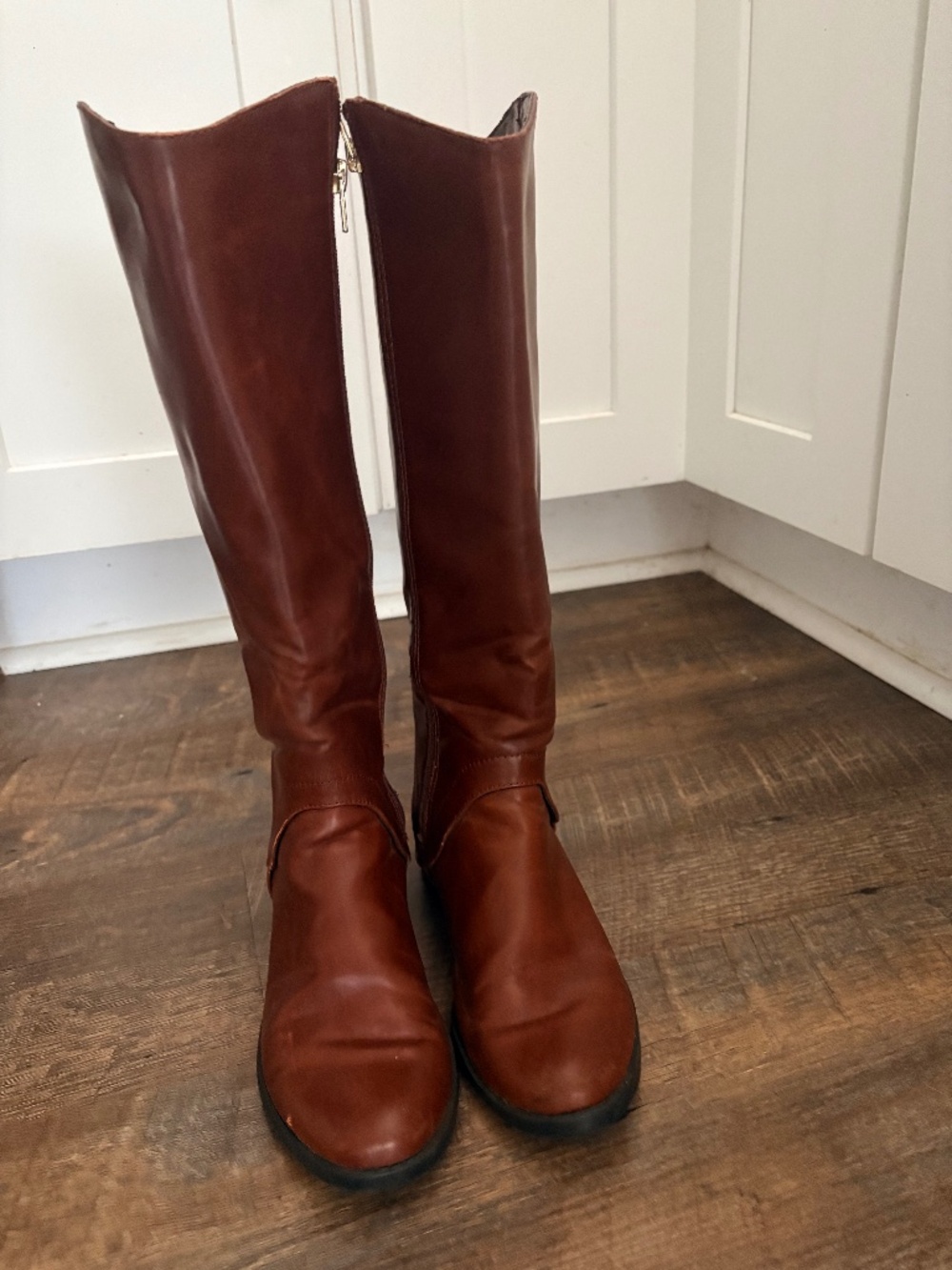 Cognac Brown Leather Riding Boots 6.5